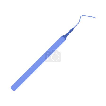 Illustration for Dental probe, dentist tool of curve shape with handle for stomatology examination vector illustration - Royalty Free Image