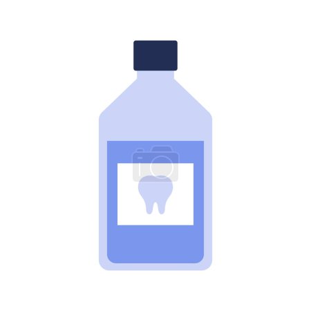 Illustration for Dental mouthwash blue bottle, simple mint mouth rinse for oral care vector illustration - Royalty Free Image