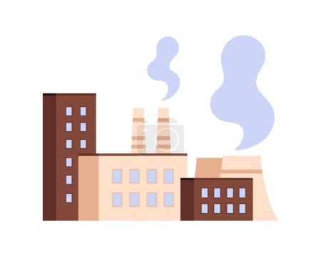 Ilustración de Edificios de fábrica, torres de plantas con contaminación por humo de la ilustración de vectores de chimenea - Imagen libre de derechos