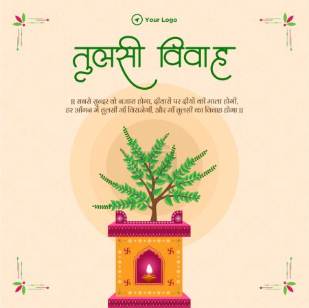 Beautiful tulsi vivah Hindu festival banner design template 