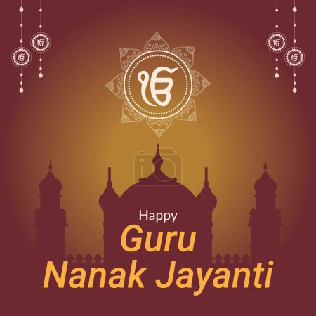 Téléchargez les illustrations : Modèle de conception de bannière Happy Guru Nanak Jayanti. - en licence libre de droit
