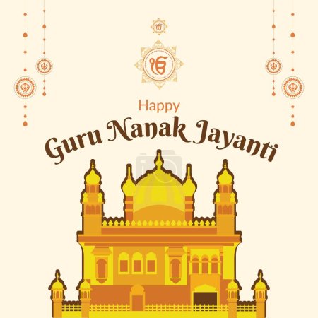 Illustration for Happy Guru Nanak Jayanti banner design template. - Royalty Free Image