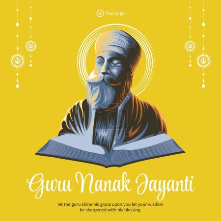 plantilla de diseño de banner Happy Guru Nanak Jayanti.