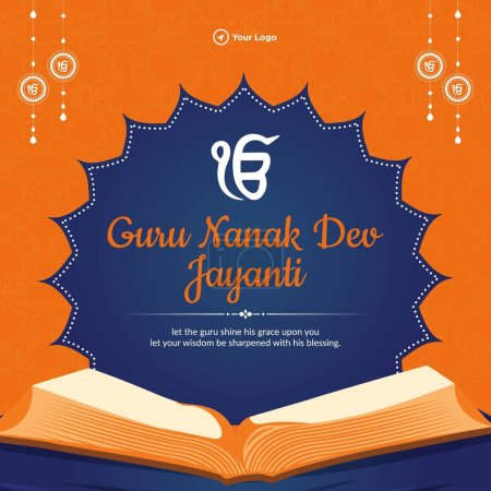 Illustration for Happy Guru Nanak Dev Jayanti banner design template. - Royalty Free Image