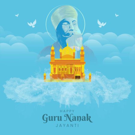 Ilustración de Plantilla de diseño de banner Happy Guru Nanak Jayanti. - Imagen libre de derechos
