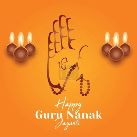 Illustration for Happy Guru Nanak Jayanti banner design template. - Royalty Free Image