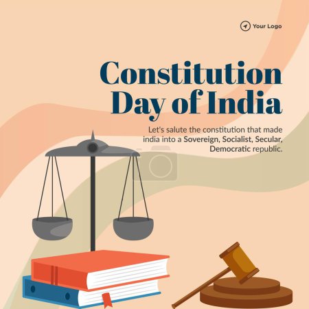 Téléchargez les illustrations : Conception de bannière de modèle Happy Constitution Day of India. - en licence libre de droit