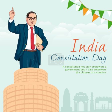 Ilustración de Diseño de la bandera de la plantilla del Día de la Constitución Feliz de la India. - Imagen libre de derechos