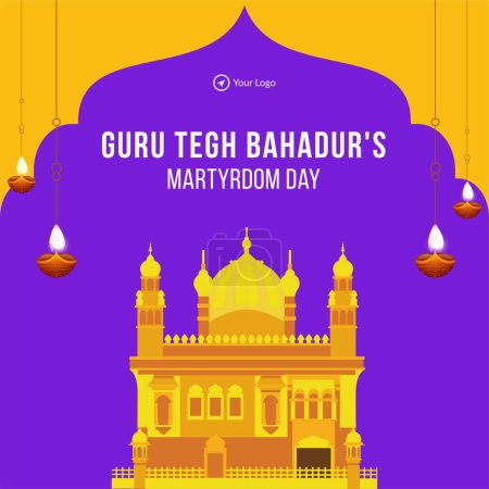 Illustration for Banner design of guru tegh bahadur ji template. - Royalty Free Image