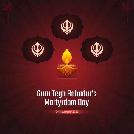 Illustration for Banner design of guru tegh bahadur martyrdom day template. - Royalty Free Image