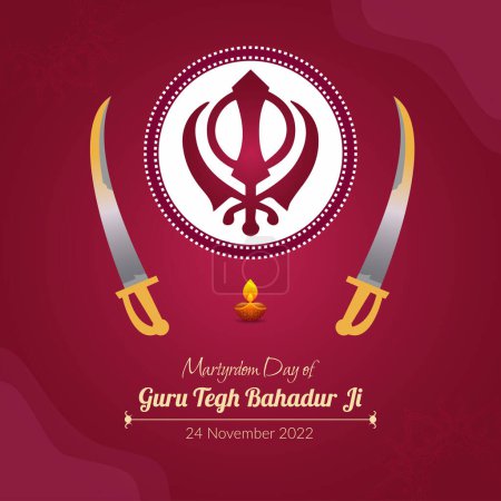 Illustration for Banner design of martyrdom day of guru tegh bahadur ji template. - Royalty Free Image
