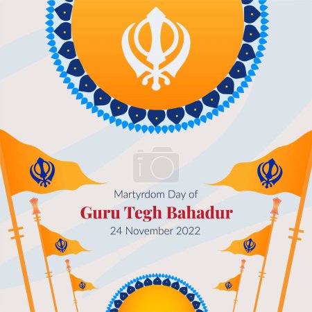 Illustration for Banner design of martyrdom day of guru tegh bahadur template. - Royalty Free Image