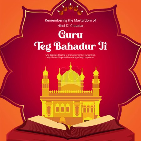 Illustration for Banner design of guru tegh bahadur ji template. - Royalty Free Image