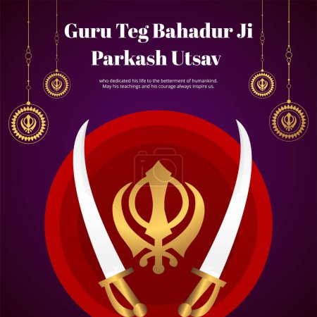 Ilustración de Banner de diseño de gurú tegh bahadur ji plantilla de día de martirio. - Imagen libre de derechos
