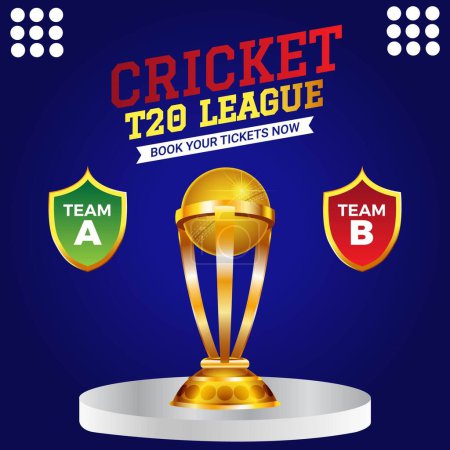 Téléchargez les illustrations : Modèle de conception de bannière Cricket T20 League. - en licence libre de droit