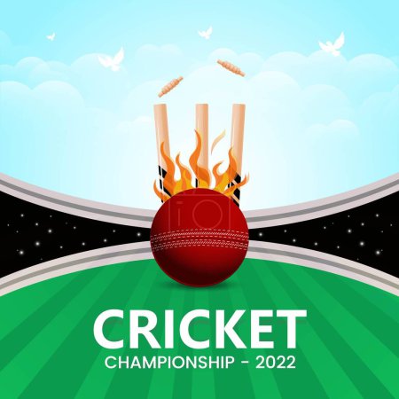 Téléchargez les illustrations : Modèle de conception de bannière du championnat de cricket 2022. - en licence libre de droit