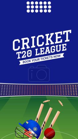 Téléchargez les illustrations : Modèle de portrait Cricket T20 League. - en licence libre de droit