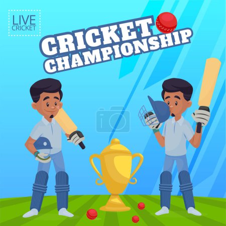 Téléchargez les illustrations : Modèle de bannière de championnat de cricket. - en licence libre de droit