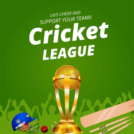 Téléchargez les illustrations : Conception de bannière de modèle de ligue de cricket. - en licence libre de droit
