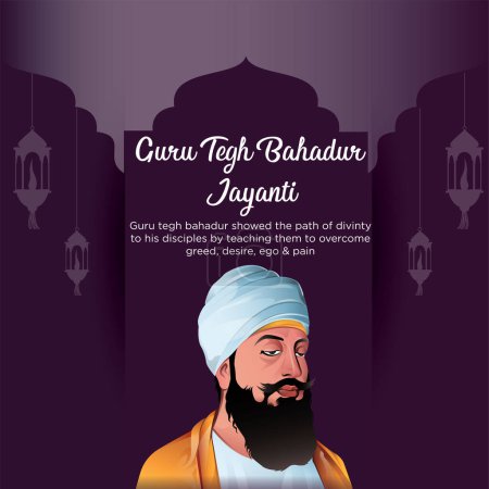Illustration for Banner design of guru tegh bahadur Jayanti template. - Royalty Free Image