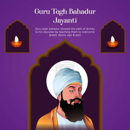 Ilustración de Banner de diseño de gurú tegh Bahadur Jayanti plantilla. - Imagen libre de derechos