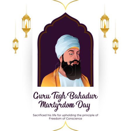 Banner design of of guru tegh bahadur martyrdom day template.  