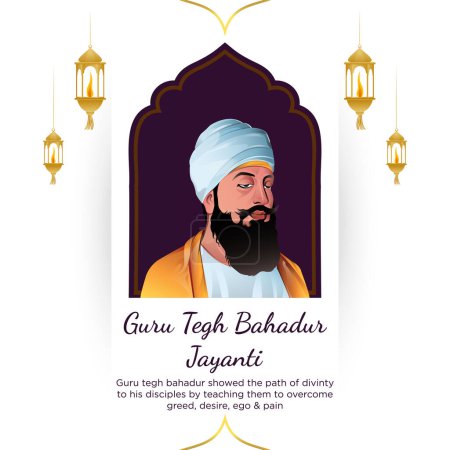 Ilustración de Banner de diseño de gurú tegh Bahadur Jayanti plantilla. - Imagen libre de derechos