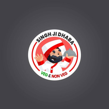 Illustration for Veg and non veg singh ji dhaba Indian vector mascot logo template. - Royalty Free Image