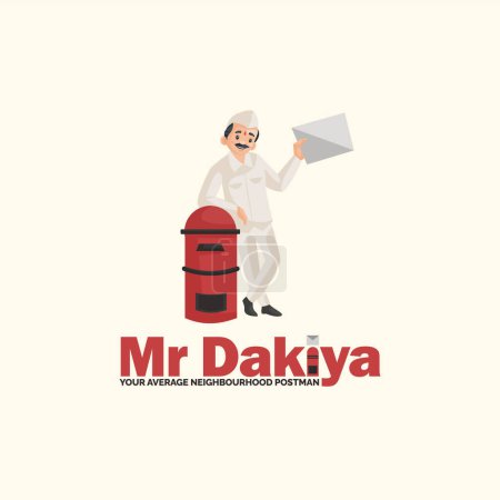 Illustration for Mr dakiya your average neighborhood postman vector mascot logo template. - Royalty Free Image