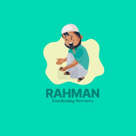 Téléchargez les illustrations : Modèle de logo de mascotte vectorielle de services de jardinage Rahman. - en licence libre de droit