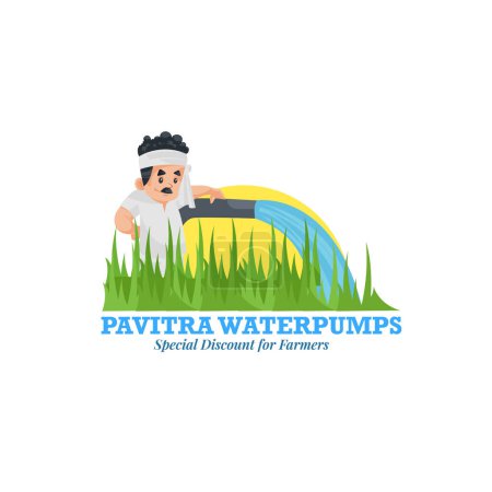 Ilustración de Pavitra bombas de agua descuento especial para los agricultores vector mascota logotipo plantilla - Imagen libre de derechos