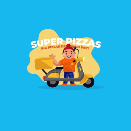 Illustration for Super pizzas big pizzas delivered fast vector mascot logo template. - Royalty Free Image