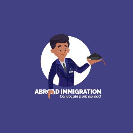 Téléchargez les illustrations : À l'étranger, l'immigration provoque de l'étranger vecteur mascotte logo modèle. - en licence libre de droit