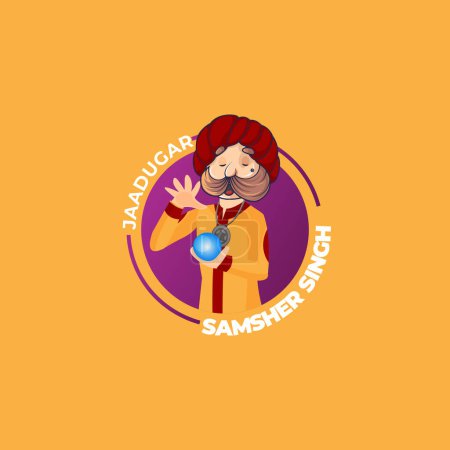 Illustration for Jaadugar samsher singh vector mascot logo template. - Royalty Free Image