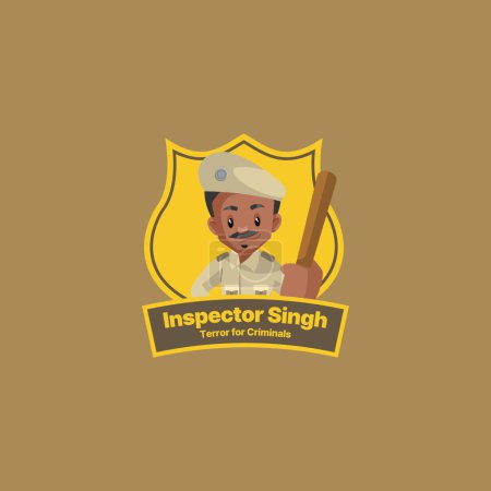 Illustration for Inspector singh terror for criminals vector mascot logo template. - Royalty Free Image