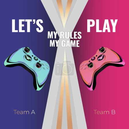 Illustration for Banner design of let's play my rules my game template. - Royalty Free Image