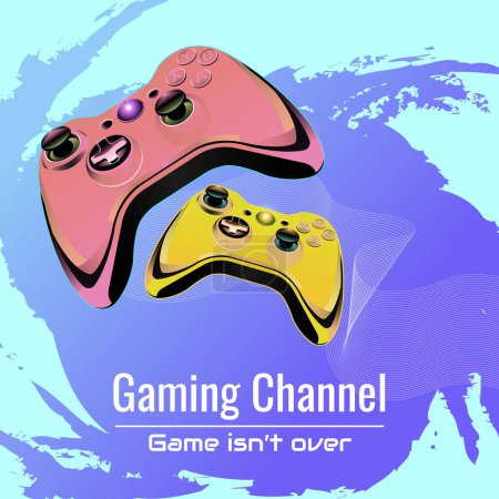 Illustration for Banner design of gaming channel game isn't over template. - Royalty Free Image