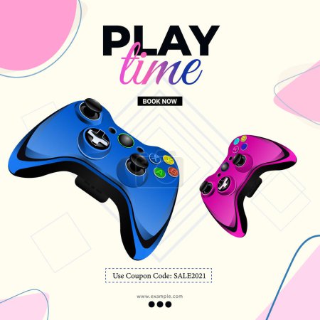Illustration for Banner design of play time template - Royalty Free Image