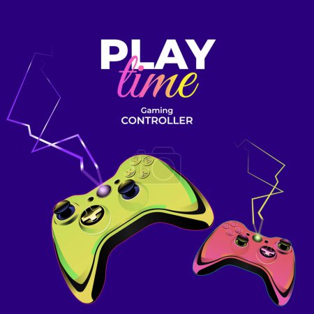 Illustration for Banner design of play time gaming controller template. - Royalty Free Image