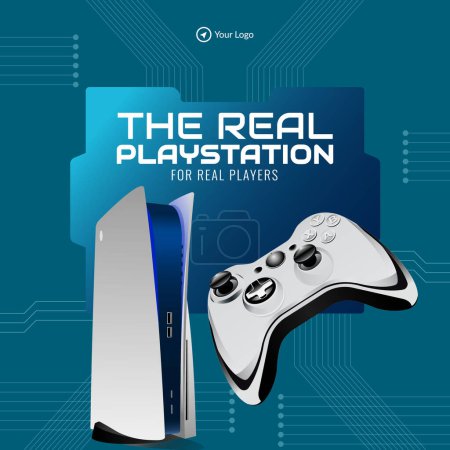 Illustration for Banner design of the real playstation for real players template. - Royalty Free Image