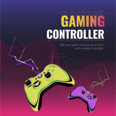 Illustration for Banner design of gaming controller template. - Royalty Free Image
