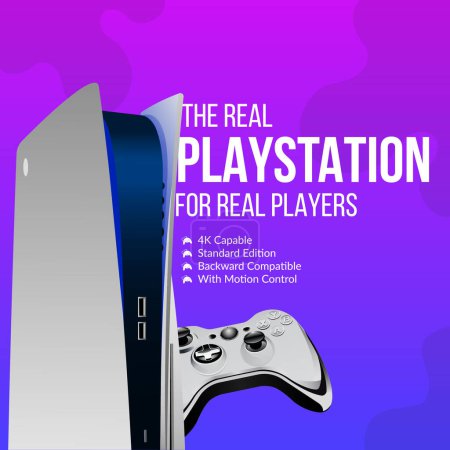 Illustration for Banner design of the real playstation for real players template. - Royalty Free Image