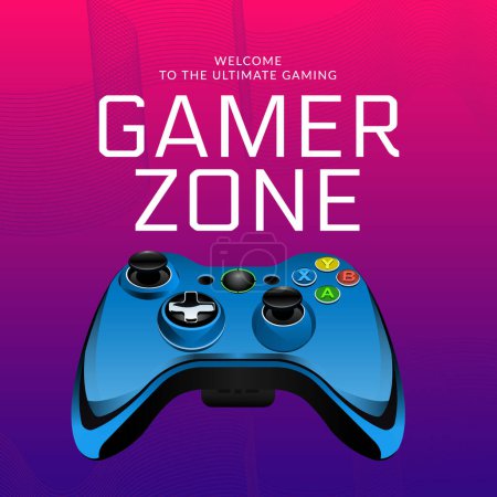 Illustration for Banner design of gamer zone template. - Royalty Free Image