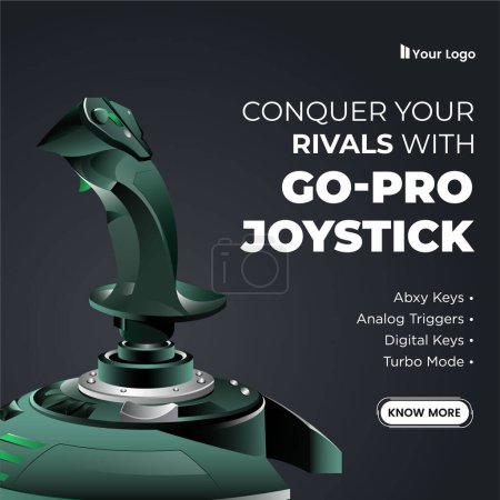 Illustration for Banner design of conquer your rivals with co-pro joystick template. - Royalty Free Image