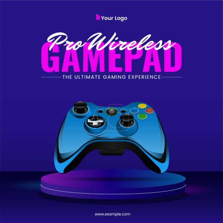 Illustration for Banner design of pro wireless gamepad template. - Royalty Free Image