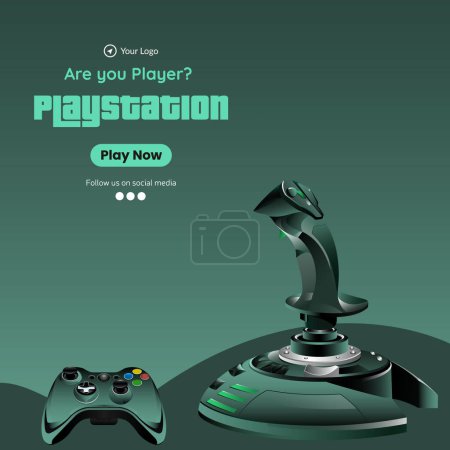 Illustration for Banner design of playstation are you player template. - Royalty Free Image