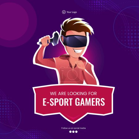 Illustration for Banner design of we are looking for e-sport gamers template. - Royalty Free Image