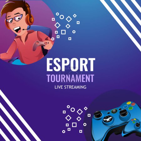 Illustration for Banner design of e sport tournament live streaming template. - Royalty Free Image