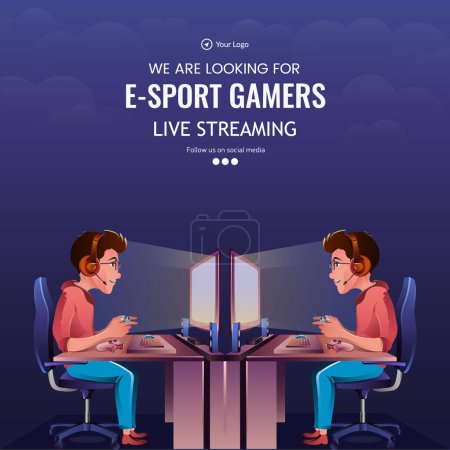 Illustration for Banner design of we are looking for e sport gamers live streaming template. - Royalty Free Image
