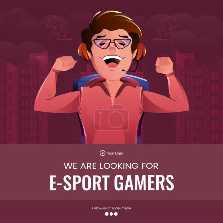 Ilustración de Banner de diseño de que estamos buscando e sport gamers plantilla. - Imagen libre de derechos
